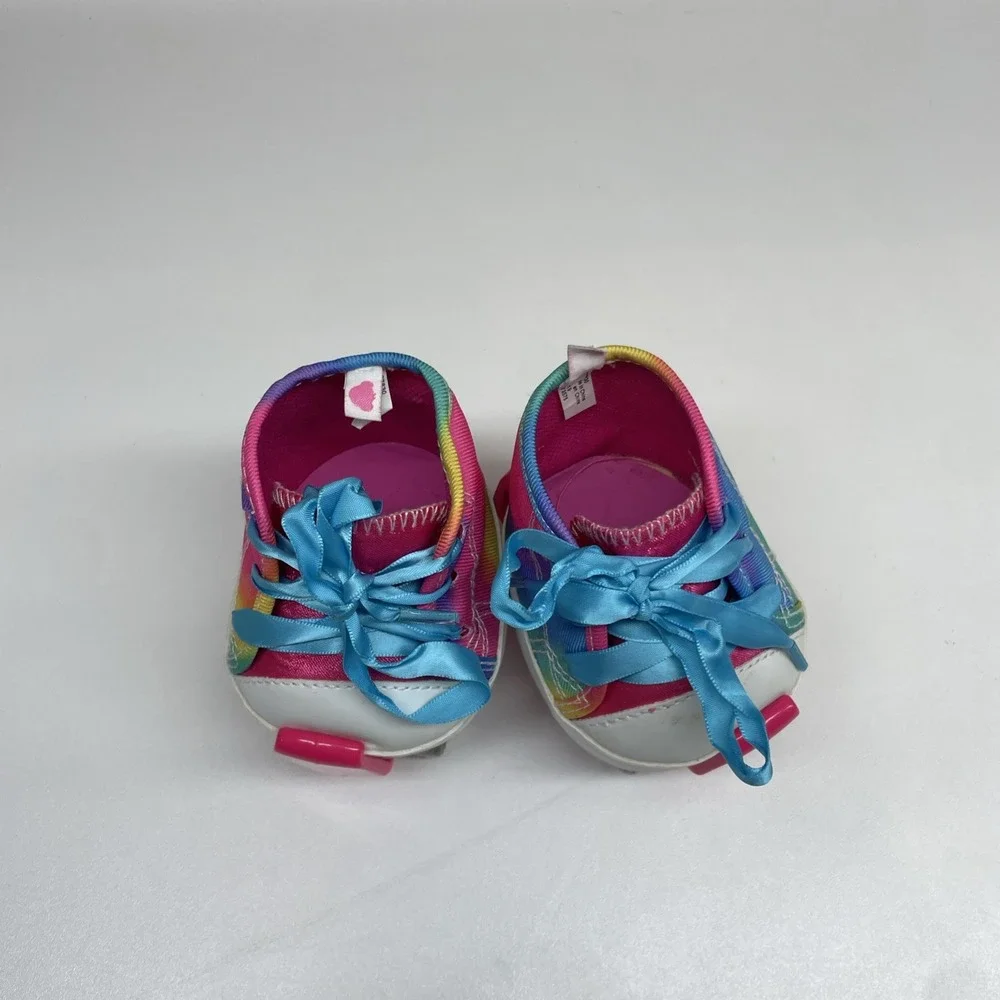 Build A Bear Shoes BABW High Top Rainbow Sneakers With Blue Laces